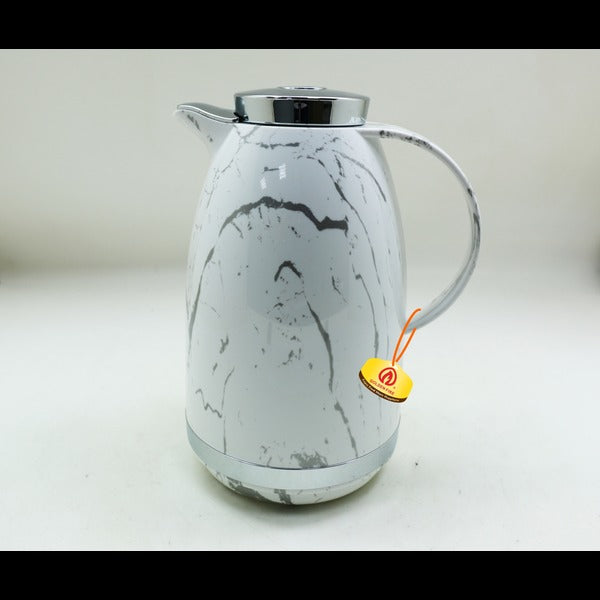 White Marble Golden Fire Round Thermos 1.0Ltr - Taiwan