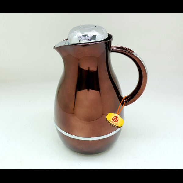 Chocolate Silver Golden Fire Round Thermos 1.0Ltr - Taiwan