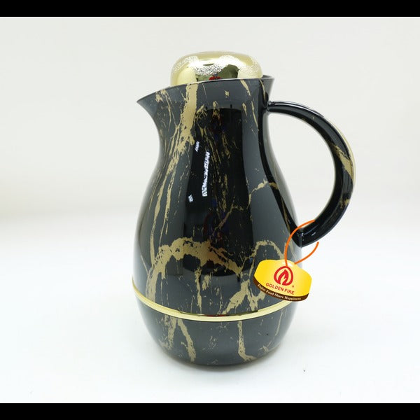 Black Marble Golden Fire Round Thermos 1.0Ltr - Taiwan