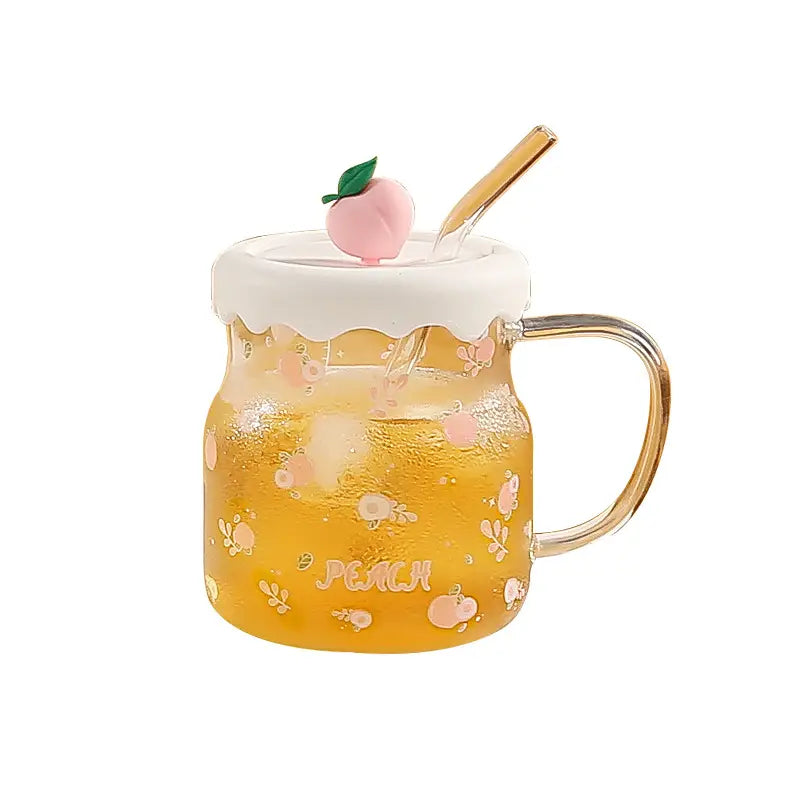 Transparent Fruit Mug With Straw 400ml