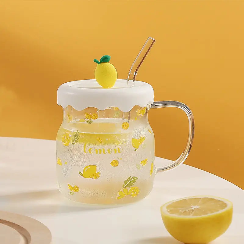 Transparent Fruit Mug With Straw 400ml