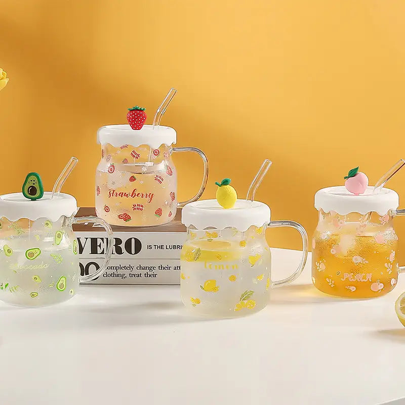 Transparent Fruit Mug With Straw 400ml