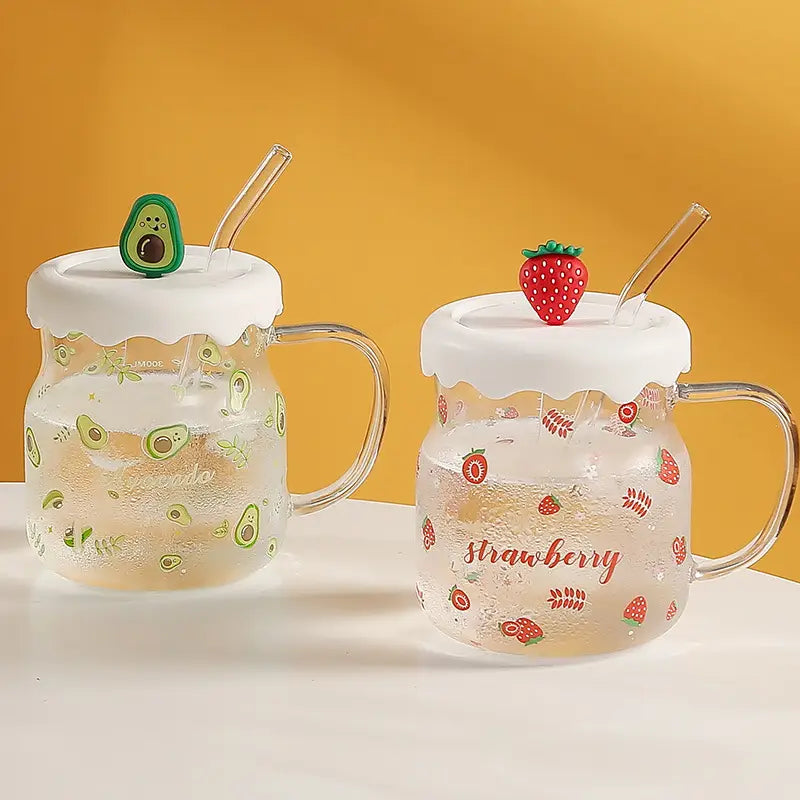 Transparent Fruit Mug With Straw 400ml