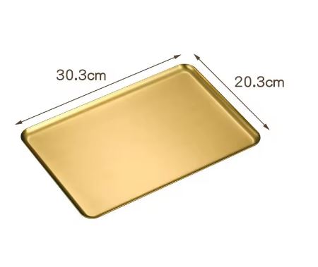 Golden Stainless Steel Serving Plate Restaurant BBQ Skewers Sushi Tray Large Shallow Tray Food