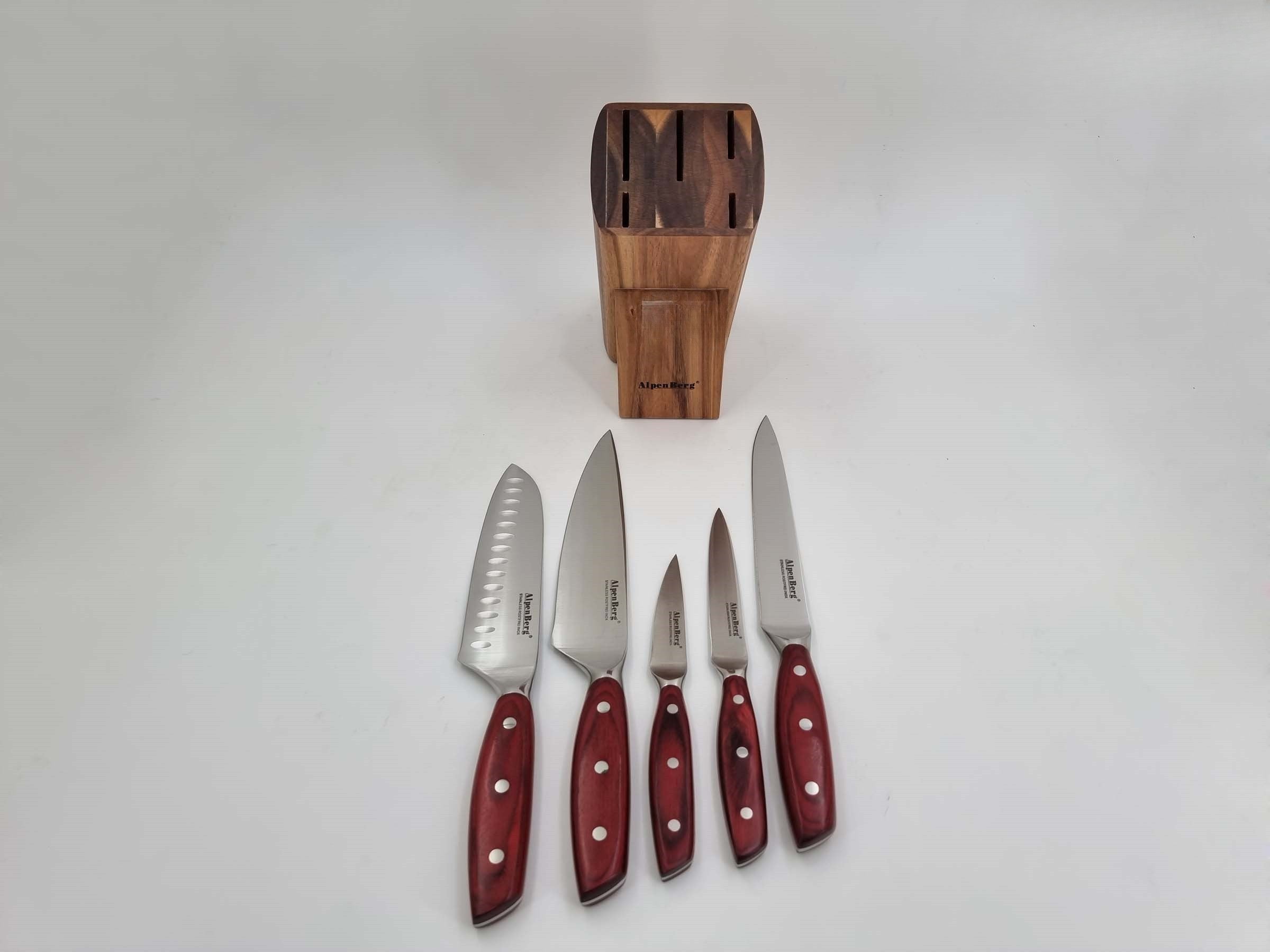 Alpenburg 6Pcs Brown Knife Set With Wooden Holder