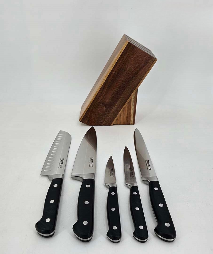 Alpenburg 6Pcs Black Knife Set With Wooden Holder