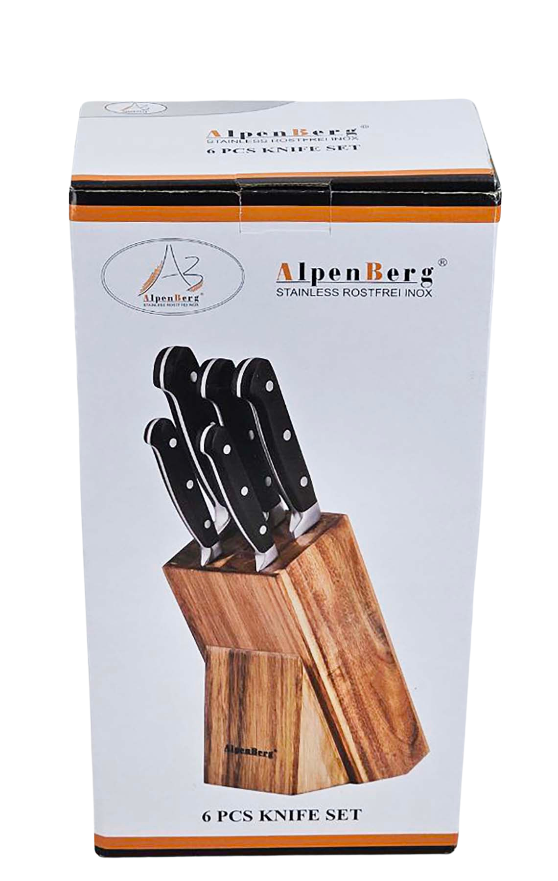 Alpenburg 6Pcs Black Knife Set With Wooden Holder