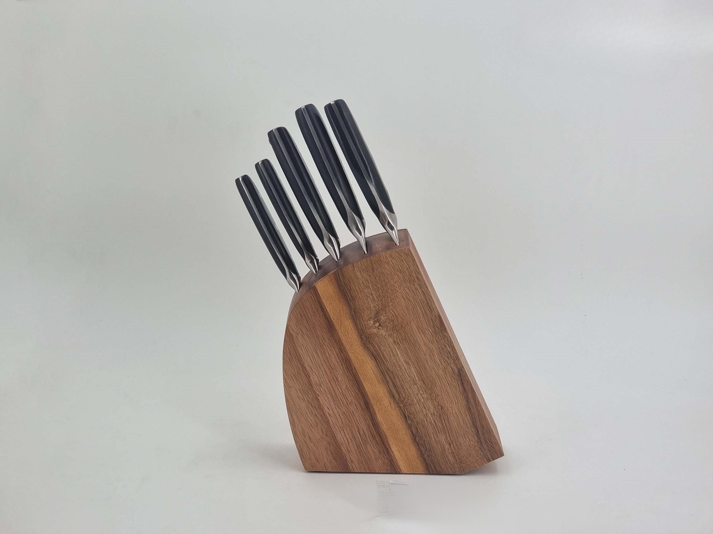 Alpenburg 6Pcs Black Knife Set With Oval Wooden Holder