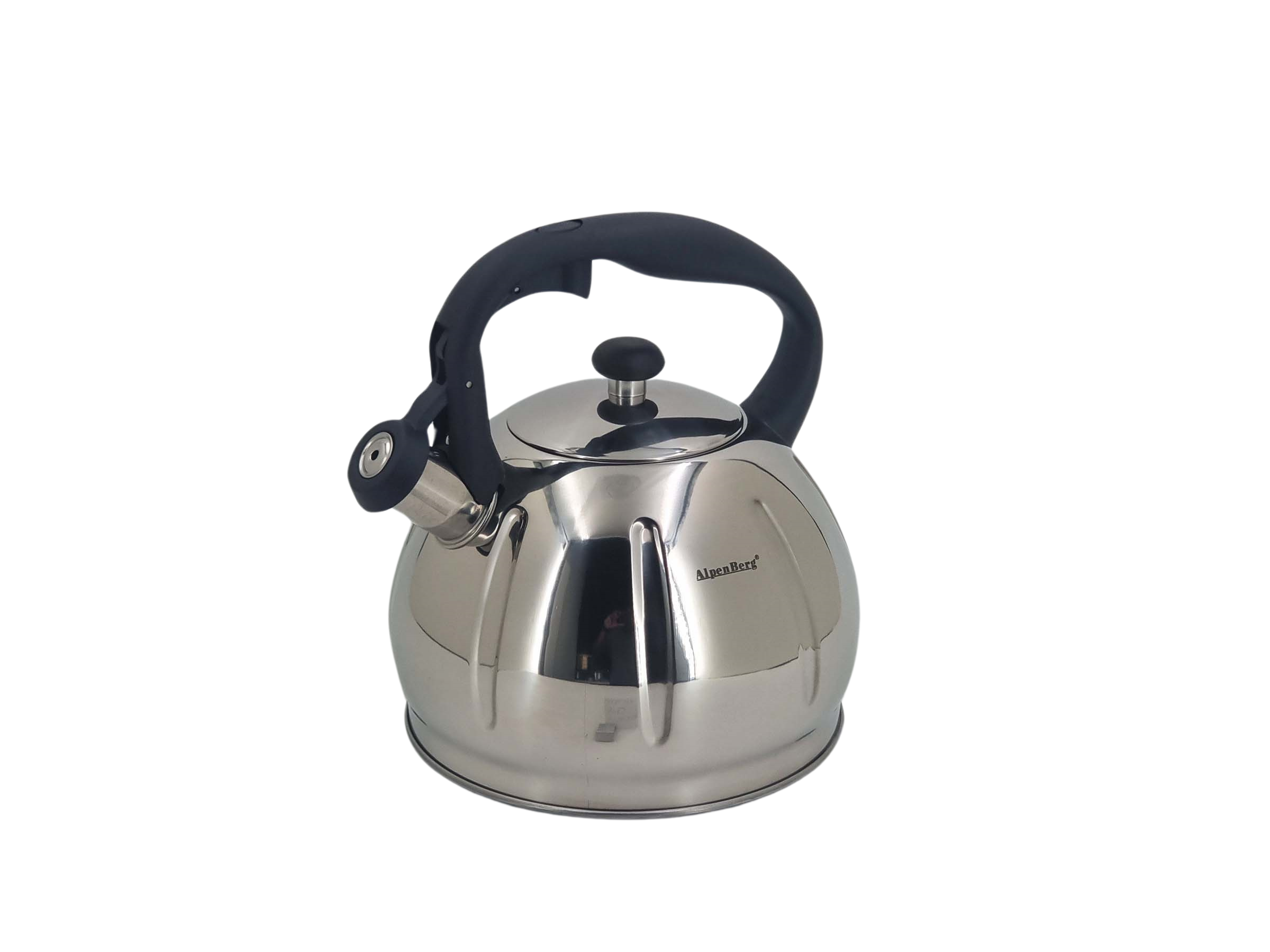 3Liter Whistling tea kettle, stainless steel teapot, polished with heat-resistant handle ALPENBURG