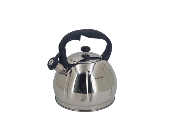 3Liter Whistling tea kettle, stainless steel teapot, polished with heat-resistant handle ALPENBURG