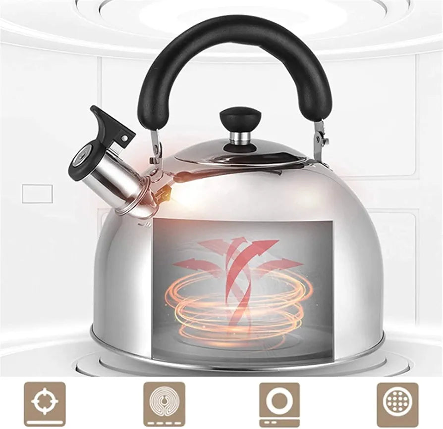 2.5Liter Stainless steel Kettle Whistling tea kettle, stainless steel teapot, polished with heat-resistant handle