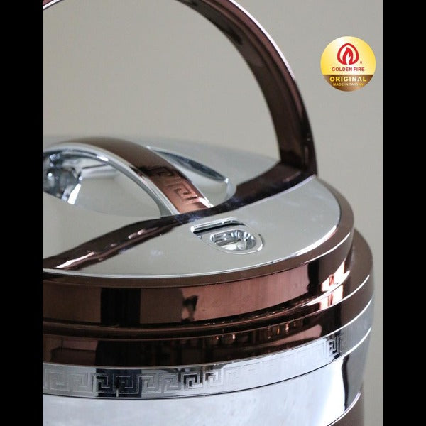 Chocolate Silver Golden Fire Round Food Warmer 3, 4, 5 & 6Ltrs - Taiwan