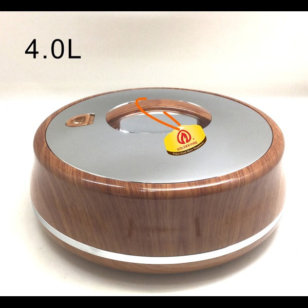 Wooden Silver Golden Fire Round Food Warmer 3, 4, 5 & 6Ltrs - Taiwan