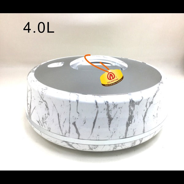 White Marble Golden Fire Round Food Warmer 3, 4, 5 & 6Ltrs - Taiwan