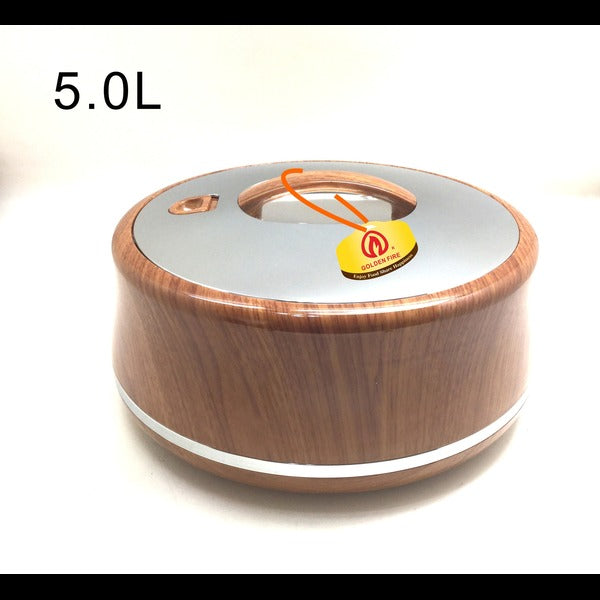 Wooden Silver Golden Fire Round Food Warmer 3, 4, 5 & 6Ltrs - Taiwan