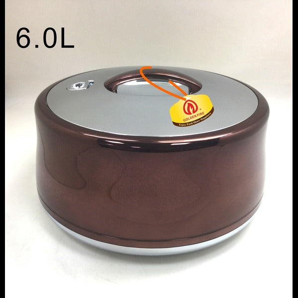 Chocolate Silver Golden Fire Round Food Warmer 3, 4, 5 & 6Ltrs - Taiwan