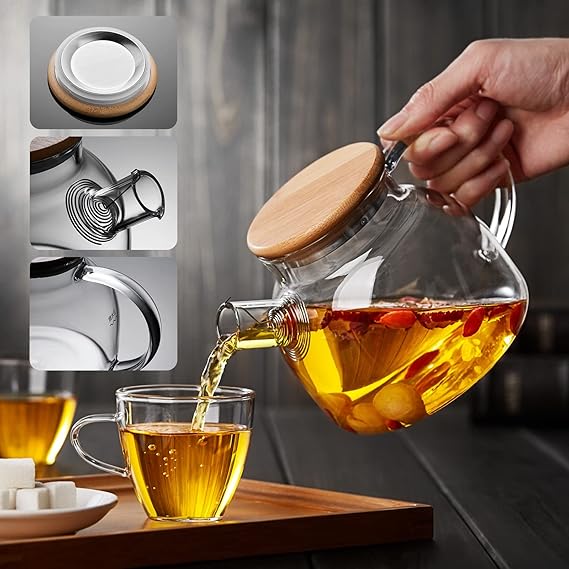 Borosilicate Glass Teapot Stovetop Safe Heat Resistant