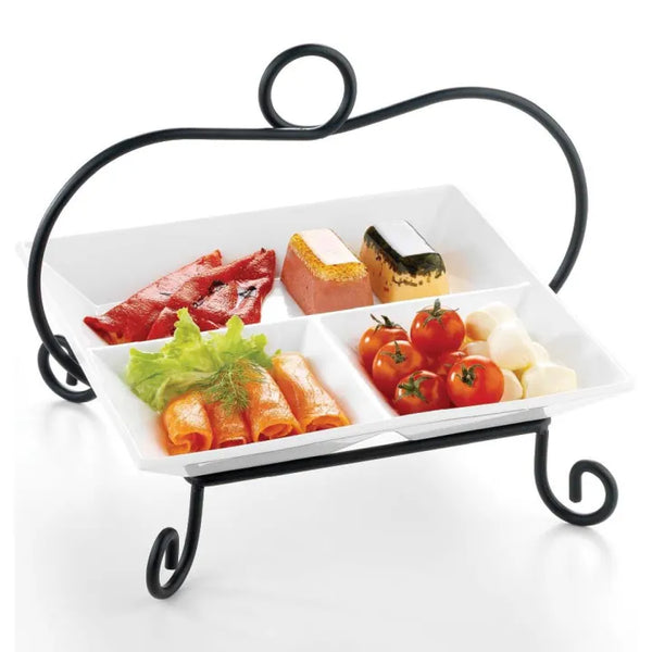 Alfresco ES3854 Trés Gourmet Square Divider Plate & Stand 28cm