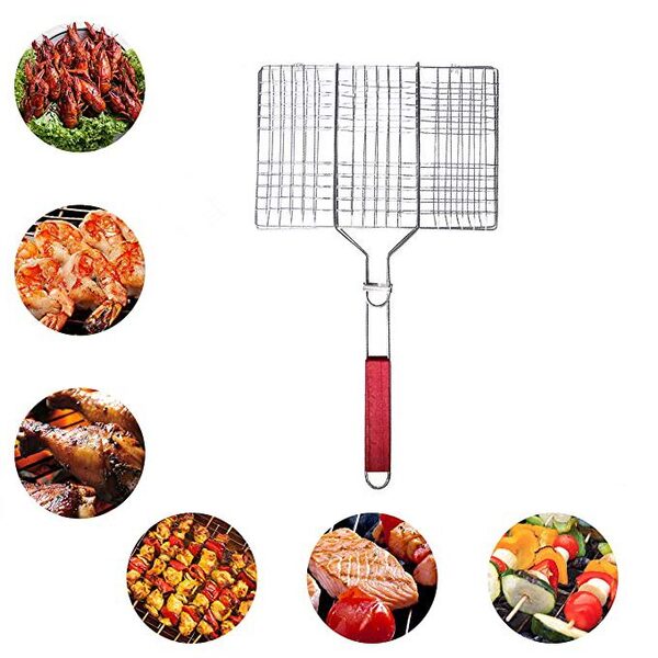 Barbecue Grill with Wooden Handle - 30 x 30 cm (HX-582) BBQ-017