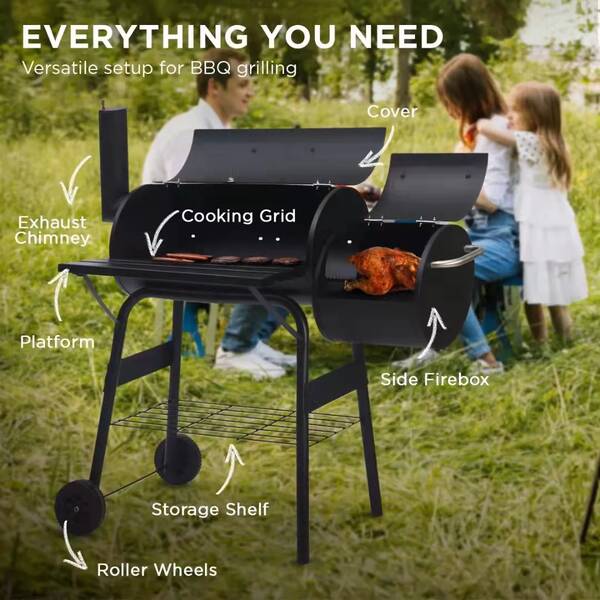 Outdoor BBQ Grill Charcoal Barbecue Pit Backyard Meat Cooker Smoker BBQ-031