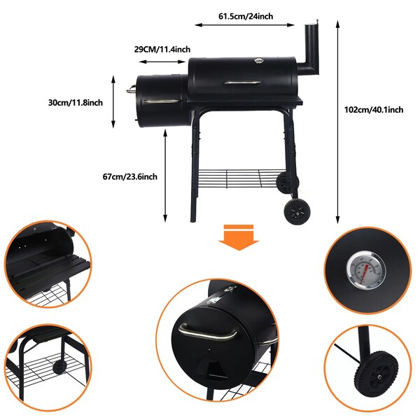 Outdoor BBQ Grill Charcoal Barbecue Pit Backyard Meat Cooker Smoker BBQ-031