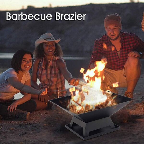 Outdoor Portable Brazier Stainless Steel Fire Pit Durable Barbecue Brazier Courtyard Brazier for Camping Bonfire Pitc Grill Setup BBQ-034