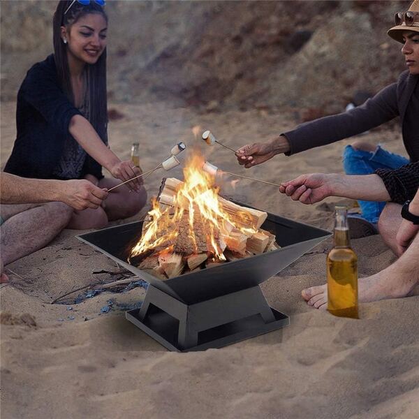Outdoor Portable Brazier Stainless Steel Fire Pit Durable Barbecue Brazier Courtyard Brazier for Camping Bonfire Pitc Grill Setup BBQ-034