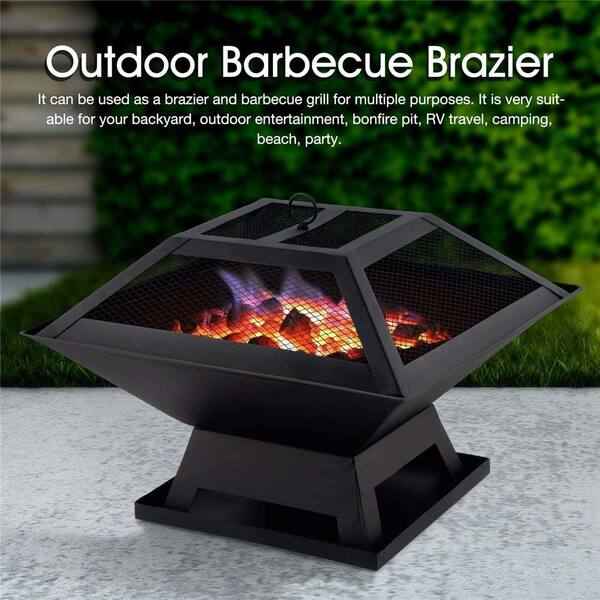 Outdoor Portable Brazier Stainless Steel Fire Pit Durable Barbecue Brazier Courtyard Brazier for Camping Bonfire Pitc Grill Setup BBQ-034