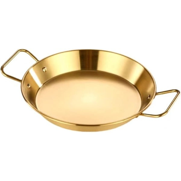 Korean Style Golden Stainless Steel Pan With Two Hands