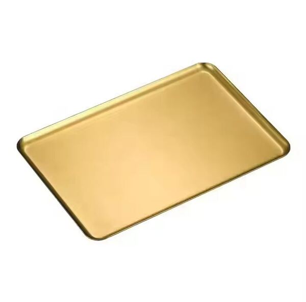 Golden Stainless Steel Serving Plate Restaurant BBQ Skewers Sushi Tray Large Shallow Tray Food