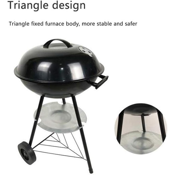 Portable Charcoal Grill 17 inch Barbecue Grill and Smoker Heat Control Round BBQ Kettle for Outdoor Picnic Patio Backyard Camping  17' (80014) Furnace 44cm HXB-2