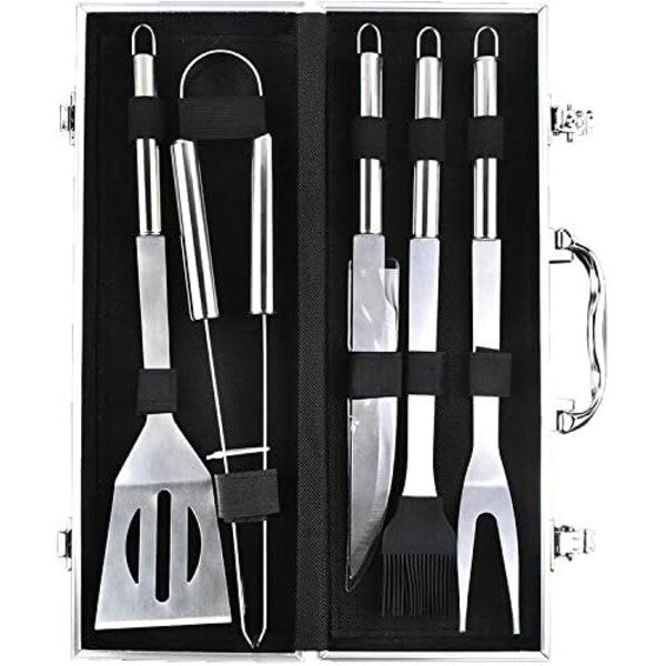 5-piece small handle BBQ barbecue set outdoor aluminum box barbecue tool  (16780-9) 5Pcs BBQ Set HXB-28