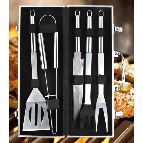 5-piece small handle BBQ barbecue set outdoor aluminum box barbecue tool  (16780-9) 5Pcs BBQ Set HXB-28
