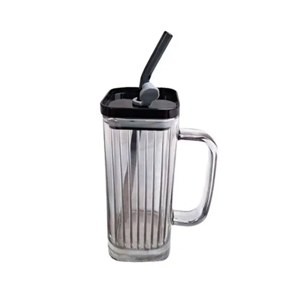 Amber Cold Coffee/Ice Tea Glass Mug With Straw