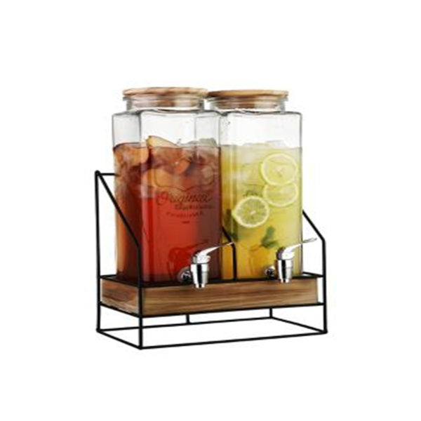 2340ml Drinks Dispenser wooden base + stand4pcs  DANNY HOME  SD-035