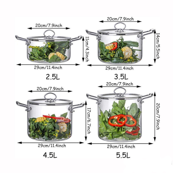 Borosilicate Cooking Glass Pot with Lid