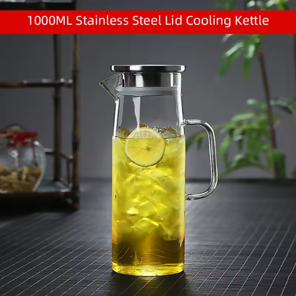 Glass Pitcher with Lid,1.5 Litre Glass Jug with Sealed Lid,Beverage Pitcher for Hot/Cold Water,Iced Tea and Juice Drink