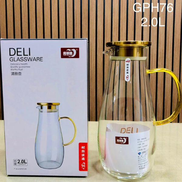 STEEL LID JUG, high quality borosilicate glass 2.0L