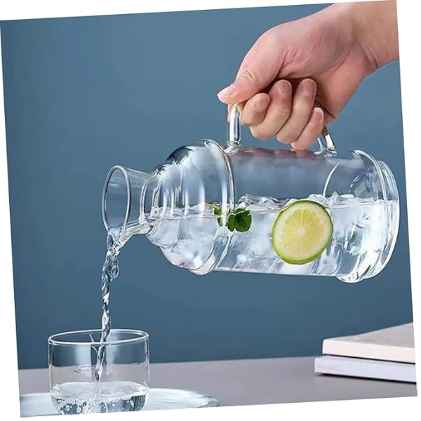 Glass Cooler Glass Water Clear Kettle Glass Drinking Cups Bedside with Tumbler Night Water Hot Water Pitcher Portable Water Kettle Glass Pitcher Hot Water Tank Household