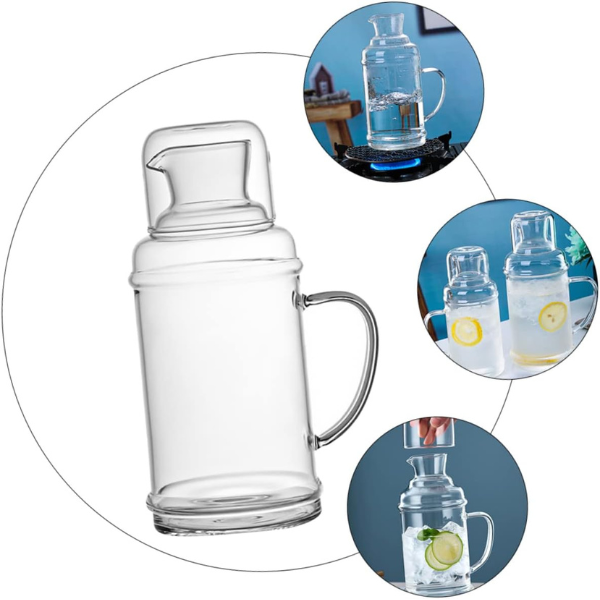 Glass Cooler Glass Water Clear Kettle Glass Drinking Cups Bedside with Tumbler Night Water Hot Water Pitcher Portable Water Kettle Glass Pitcher Hot Water Tank Household