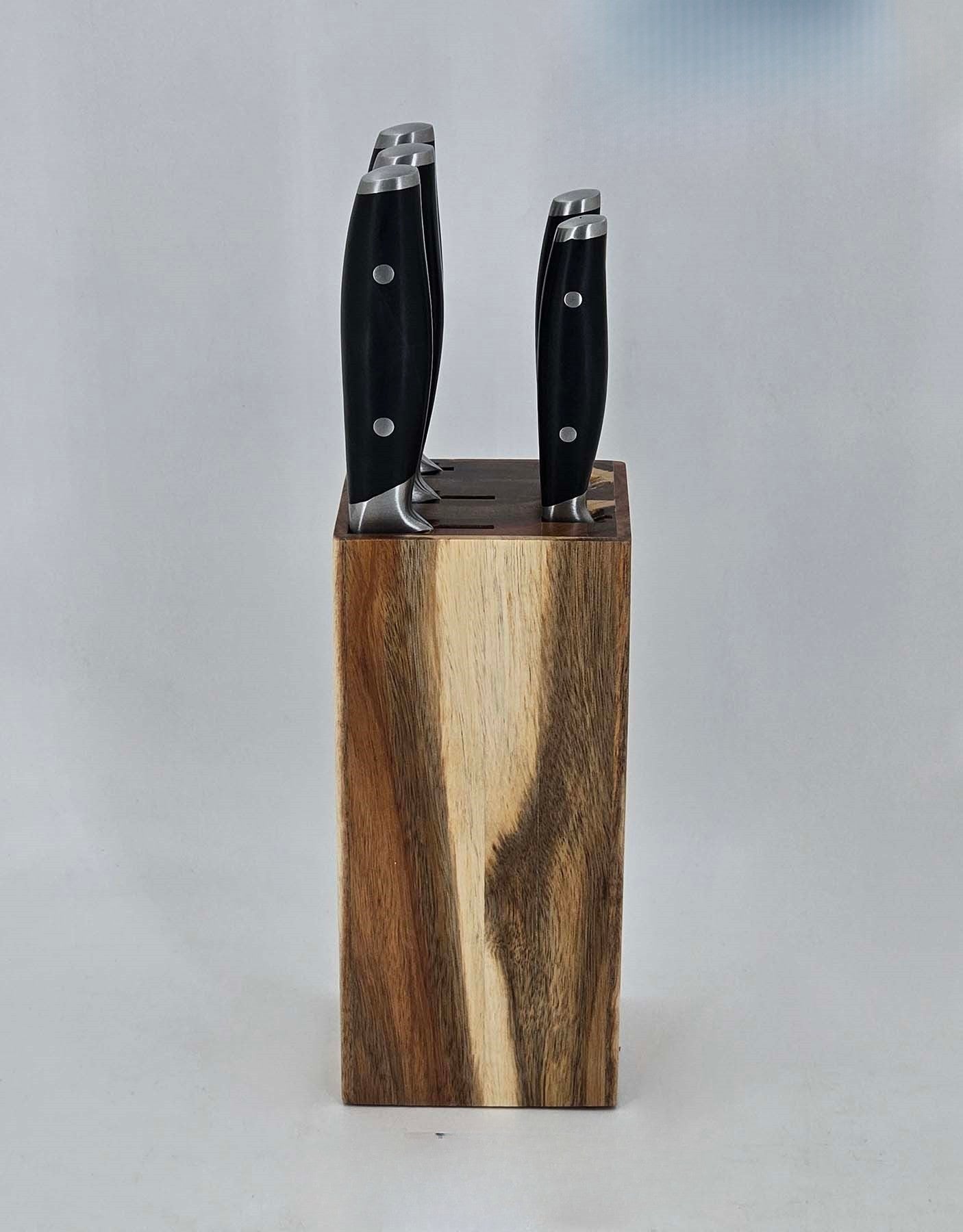 Alpenburg 6Pcs Black Knife Set With Wooden Holder