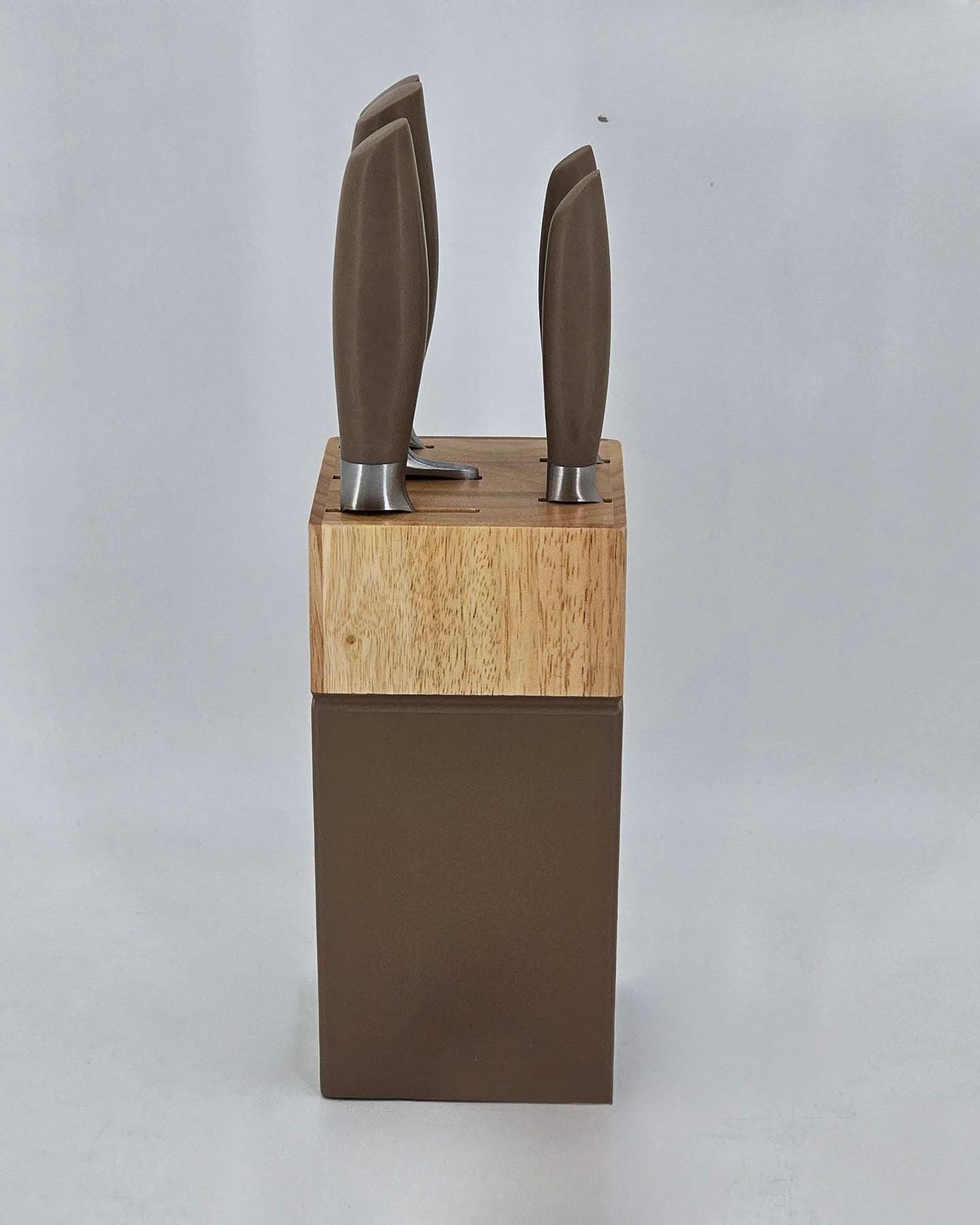 Alpenburg 6Pcs Wood Brown Knife Set With Wooden Holder