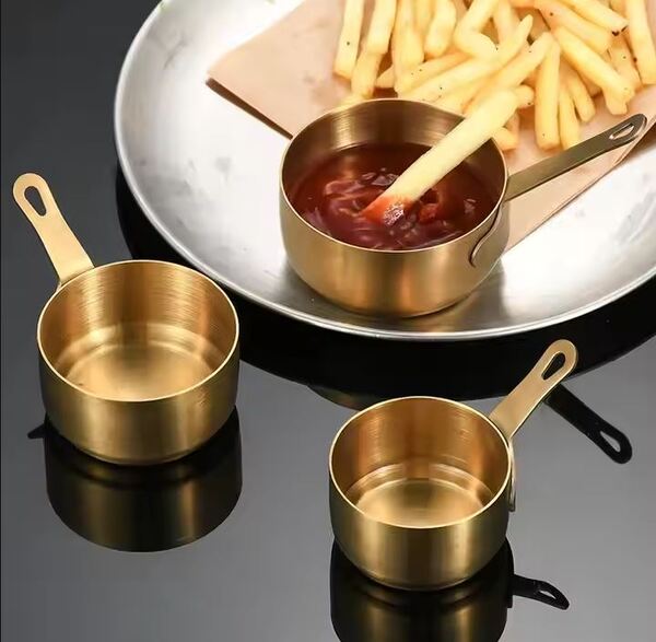 60/80/125ml Sauce Pan Pot Golden Stainless Steel Nonstick Milk Pot With Handle Mini Saucepan For Making Coffee Butter Kitchen Gadgets