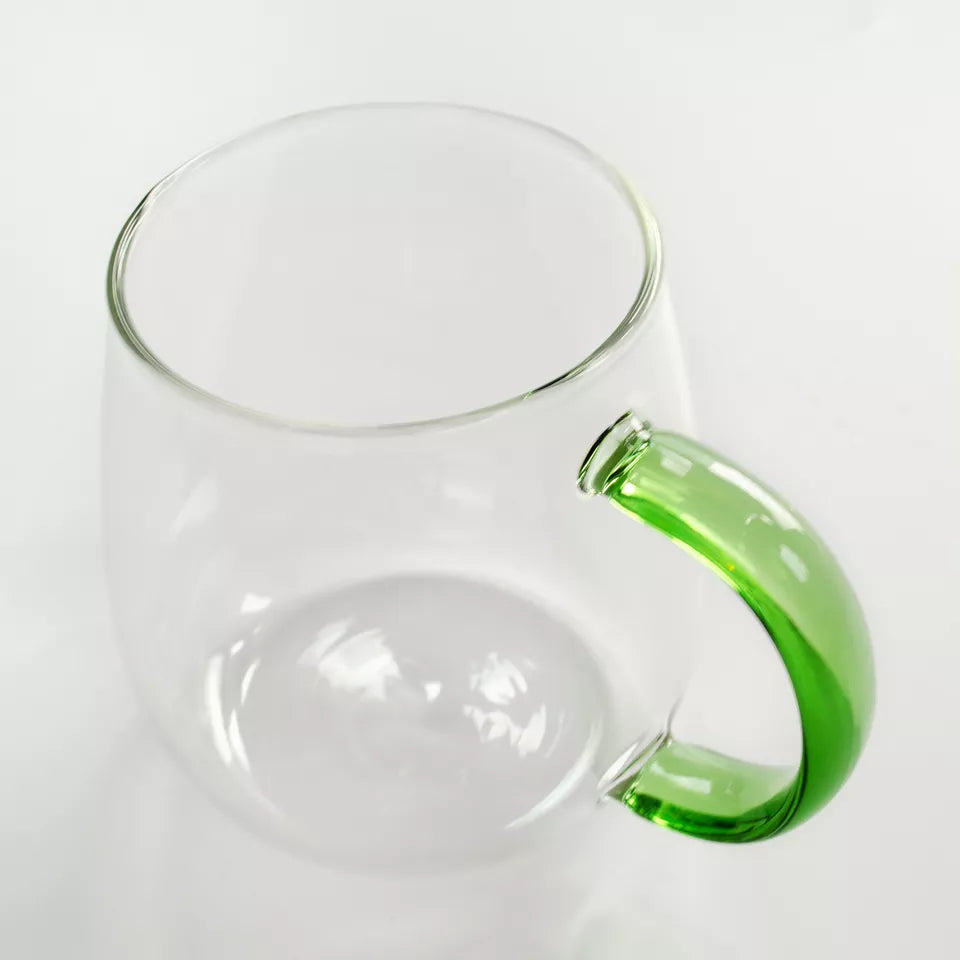 Heat Resistant Glass Round Tea Cup with Handle Water Coffee Mugs for Drink 400ml